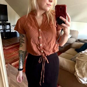 SOLD! Women's Lightweight Rust Button-Down Top